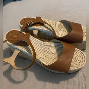Antonio Melani Brown Espadrilles Sandals Platform Size 8 Heels Summer Neutral